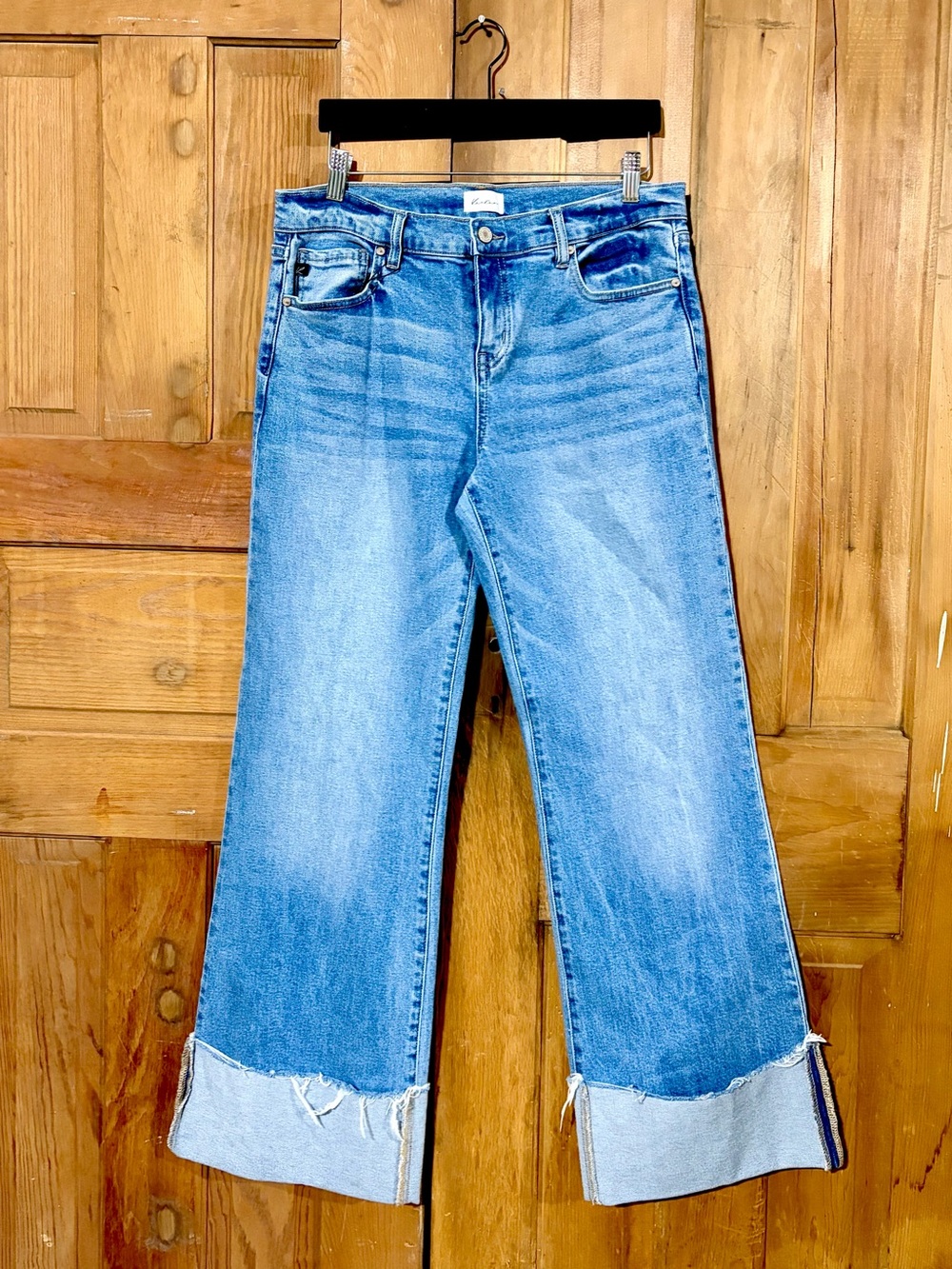 Kan Can – Mid Rise Wide Flare Cuff Jeans Medium Wash Raw Hem – Sz. 29 / 11 - Picture 4 of 8